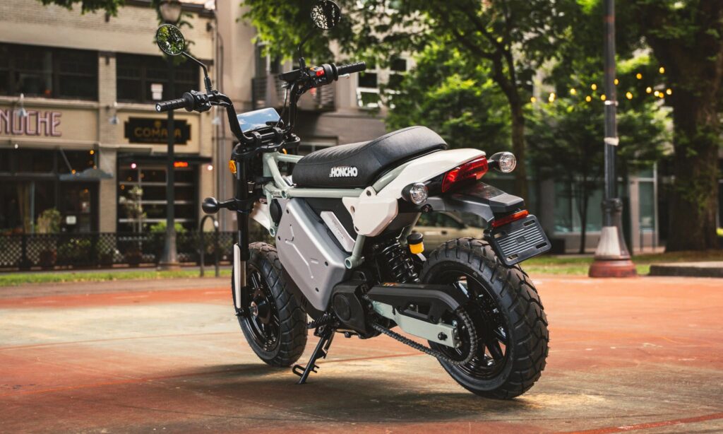 LiveWire S4 Honcho Street electric mini moto parked in a city street