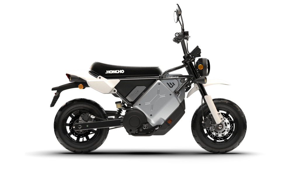 LiveWire S4 Honcho Street road-legal electric mini moto, side view facing right
