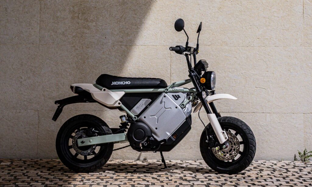 LiveWire S4 Honcho Street road-legal electric mini moto, side view